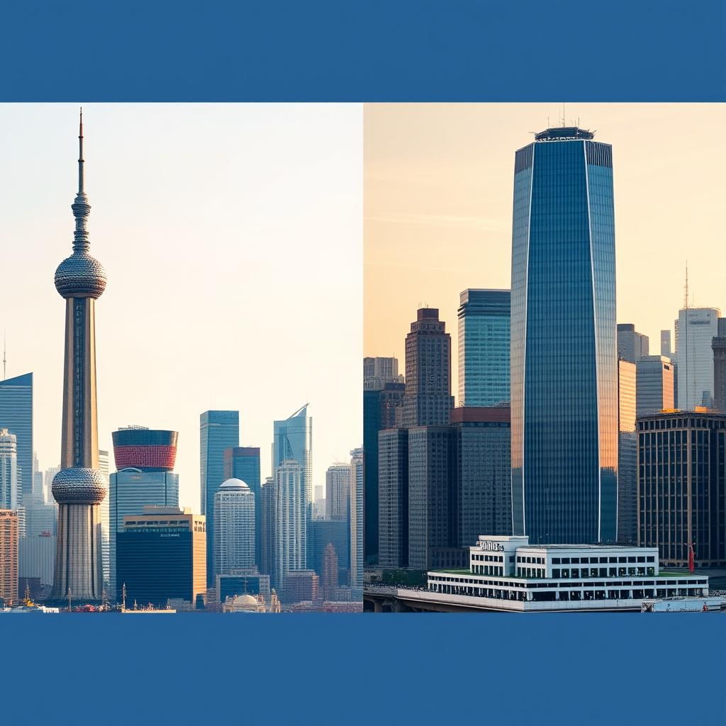 Comparison of Shanghai and New York City skylines - hero