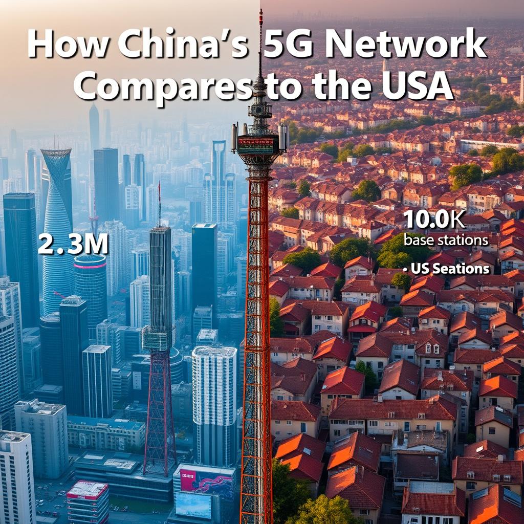 China vs US 5G network comparison showing base station density and urban coverage - hero
