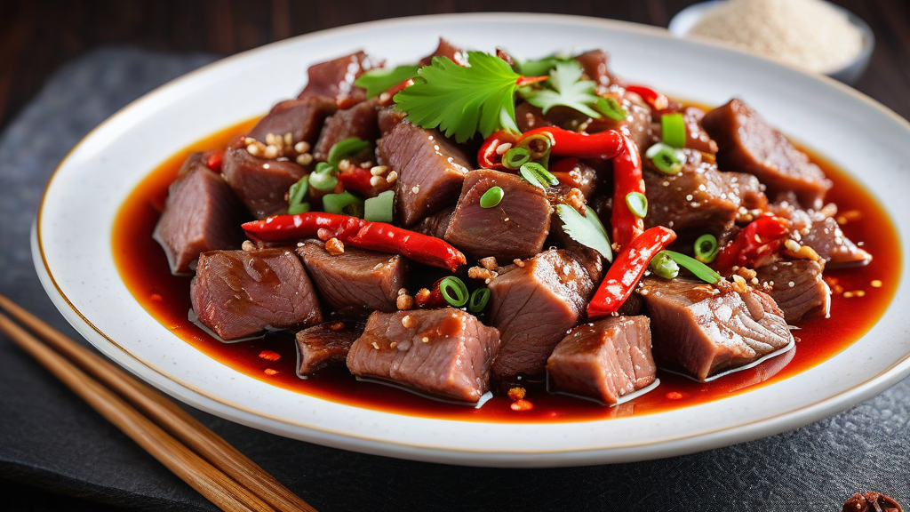 Fuqi Feipian (cold sliced beef offal tossed in chilli oil, Sichuan pepper, and sesame)